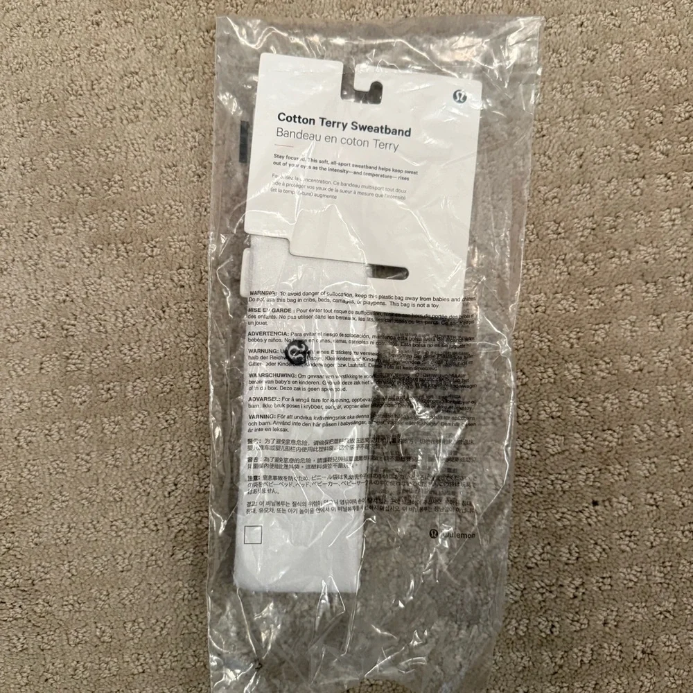 NWT Lululemon Cotton Terry Sweatband White OS